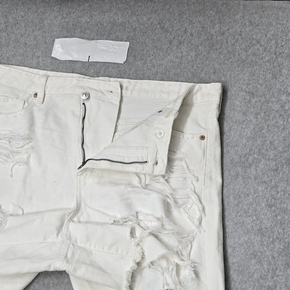 American Eagle Outfitters Women Shorts 16 White Denim Highest Rise Baggy Short
